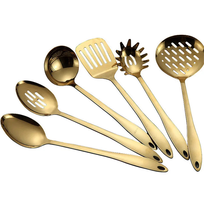 1PC Gold Stainless Steel Cooking Tools Spoon Fried Shovel Colanda  Whitefly Cocina Utensilios Spatula Ladle Spatula Kitchenware - Eloy Royal