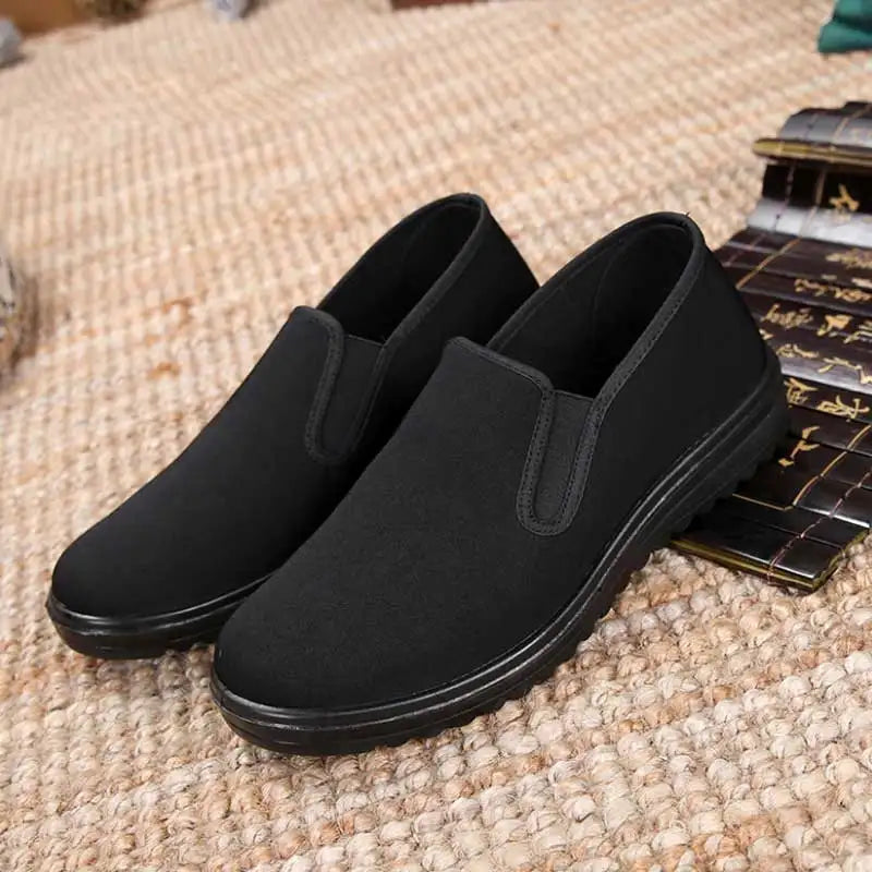 Spring Black Cotton Cloth Shoes Loafers Mens Footwear Casual Sneaker Dad Shoes Mens Slip On Shoes Work Light Male Kung Fu Shoes - Eloy Royal