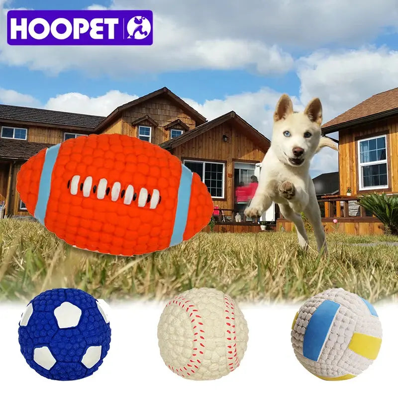 HOOPET Pet Dog Toy Balls Squeak Puppy Toys Interesting Tennis Football Tooth Cleaning Toys for Dogs - Eloy Royal