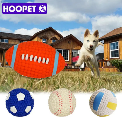 HOOPET Pet Dog Toy Balls Squeak Puppy Toys Interesting Tennis Football Tooth Cleaning Toys for Dogs - Eloy Royal