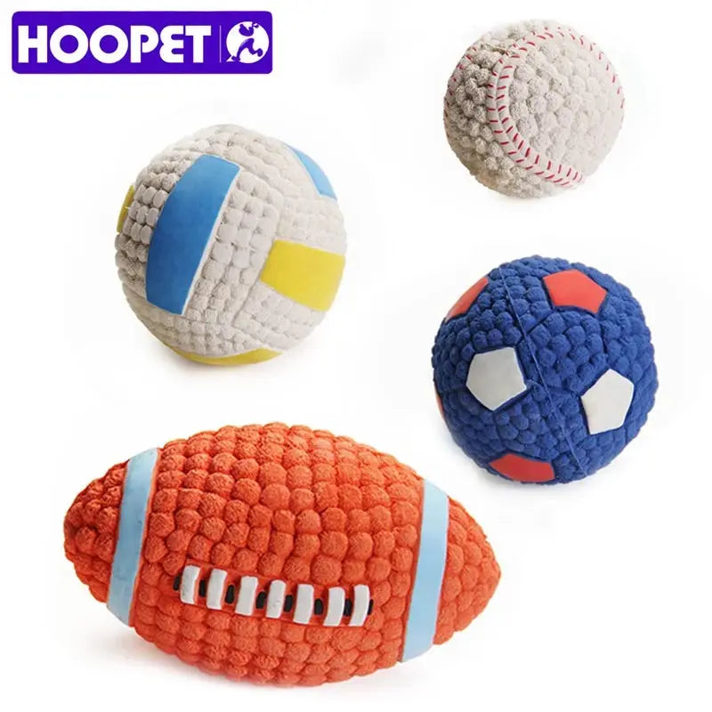 HOOPET Pet Dog Toy Balls Squeak Puppy Toys Interesting Tennis Football Tooth Cleaning Toys for Dogs - Eloy Royal