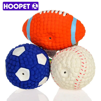 HOOPET Pet Dog Toy Balls Squeak Puppy Toys Interesting Tennis Football Tooth Cleaning Toys for Dogs - Eloy Royal