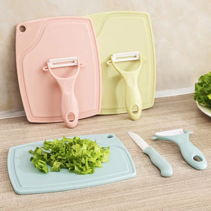 HOOZADA Ceramic Knife Set Fruit Vegetable Peeler Cutting Board Plastic Chopping Blocks Knives Kitchenware Kitchen Gadget - Eloy Royal