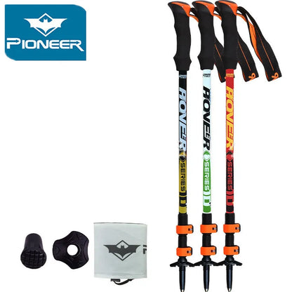 Pioneer Ultra-light Adjustable Camping Hiking Walking Trekking Stick Alpenstock Carbon Fiber Climbing Skiing Trekking Pole 1pc - Eloy Royal