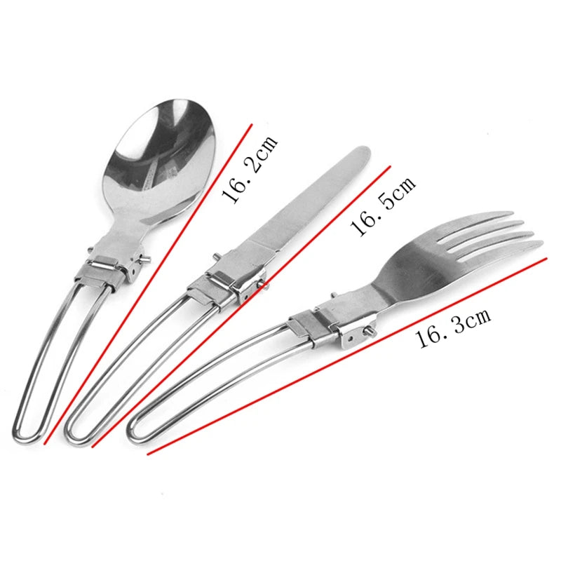 Yofeil Outdoor Camping Picnic Tableware Stainless Steel Portable Folding Spoon Fork Camping Cooking picnic set - Eloy Royal