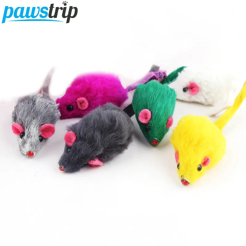 pawstrip Rabbit Fur False Mouse Pet Cat Toys Feather Rainbow Ball Toy Cayts Funny Playing Toys For Cats Kitten Fish Cat Toy - Eloy Royal