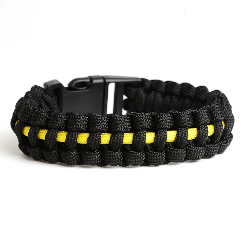 Keisha Lena Outdoor Travel Camping Thin Blue Line Black Braided Cobra Weave Plastic Buckle Paracord Survival Bracelet Police - Eloy Royal