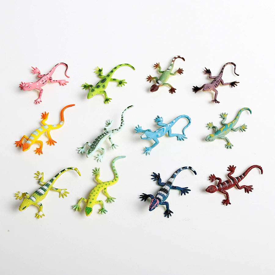 12pcs  Mini Simulation Colorful Fake Lizards Action Figure for Reptile Party Supplies  plastic forest wild animal model Toys