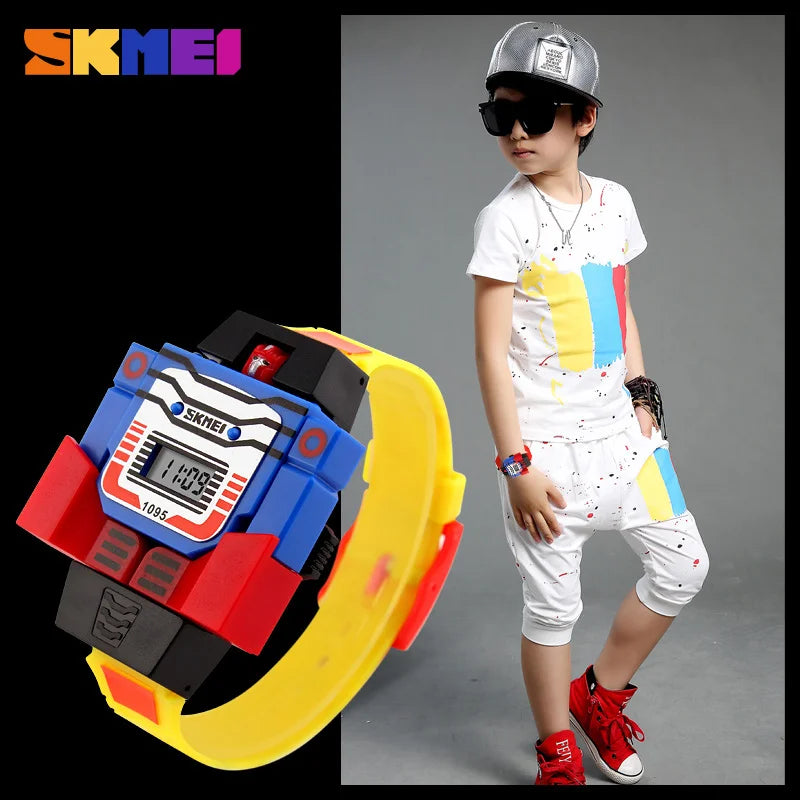 SKMEI Kids Watches LED Digital Children Cartoon Sports Watches Robot Transformation Toys Boys Wristwatches montre enfant 1095 - Eloy Royal