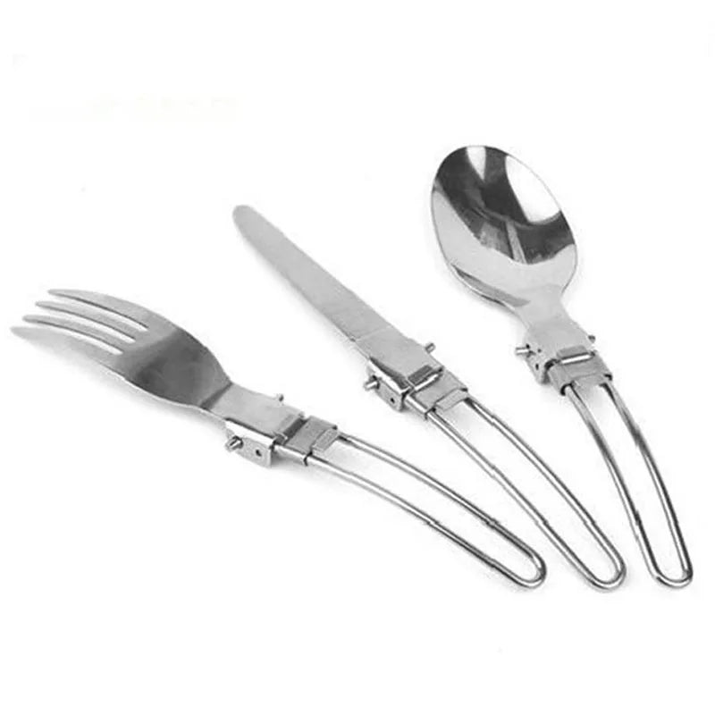 Yofeil Outdoor Camping Picnic Tableware Stainless Steel Portable Folding Spoon Fork Camping Cooking picnic set - Eloy Royal