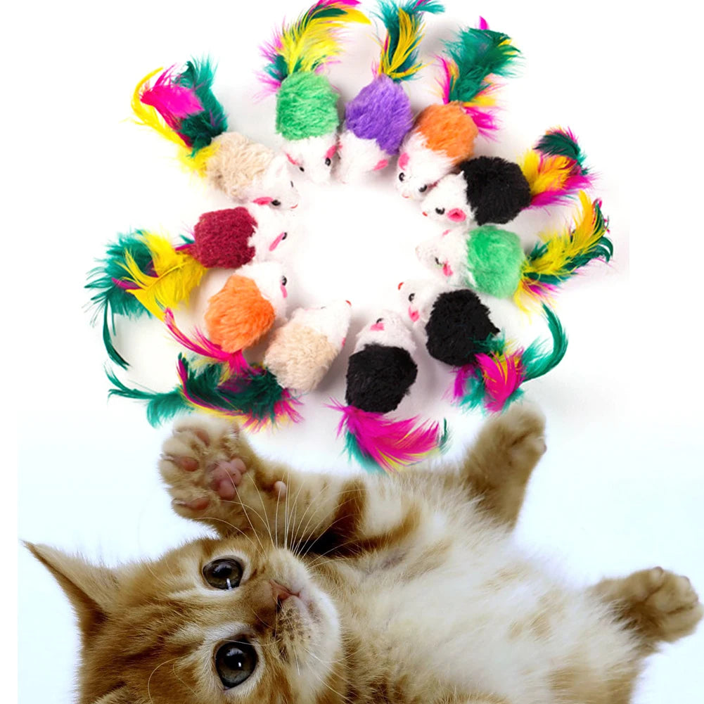 Mini Colorful Cat Toys Plush False Mouse Toys for Cats Kitten Animal Funny Playing Pet Cat Products Cat Supplies Training Toys - Eloy Royal