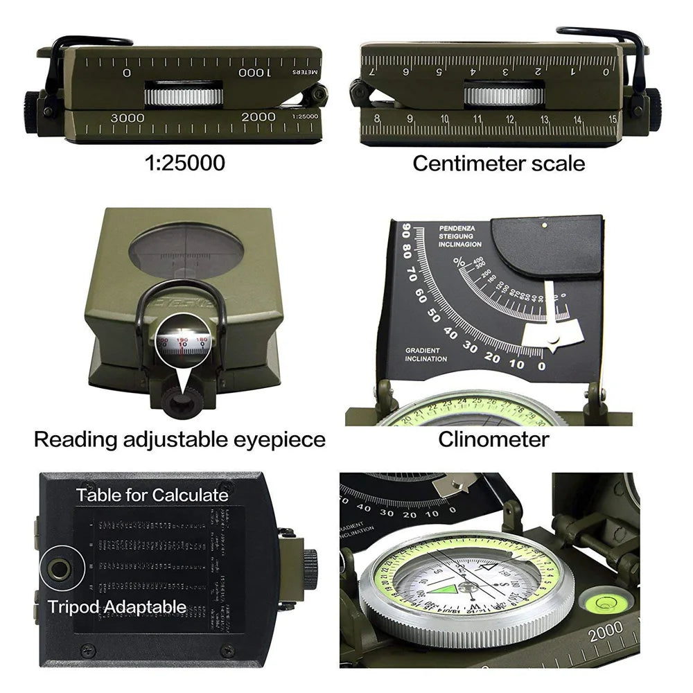 Mulitifunctional Eyeskey Survival Military Compass Camping Hiking Compass Geological Compass Digital Compass Camping Equipment - Eloy Royal