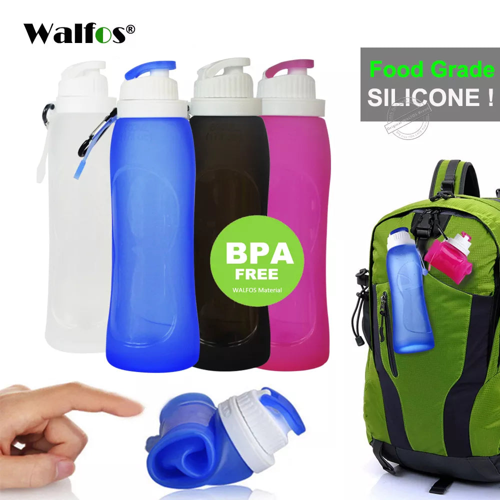 WALFOS Food Grade 500ML Creative Collapsible Foldable Silicone Drink Sport Water Bottle Camping Travel Plastic Bicycle Bottle - Eloy Royal