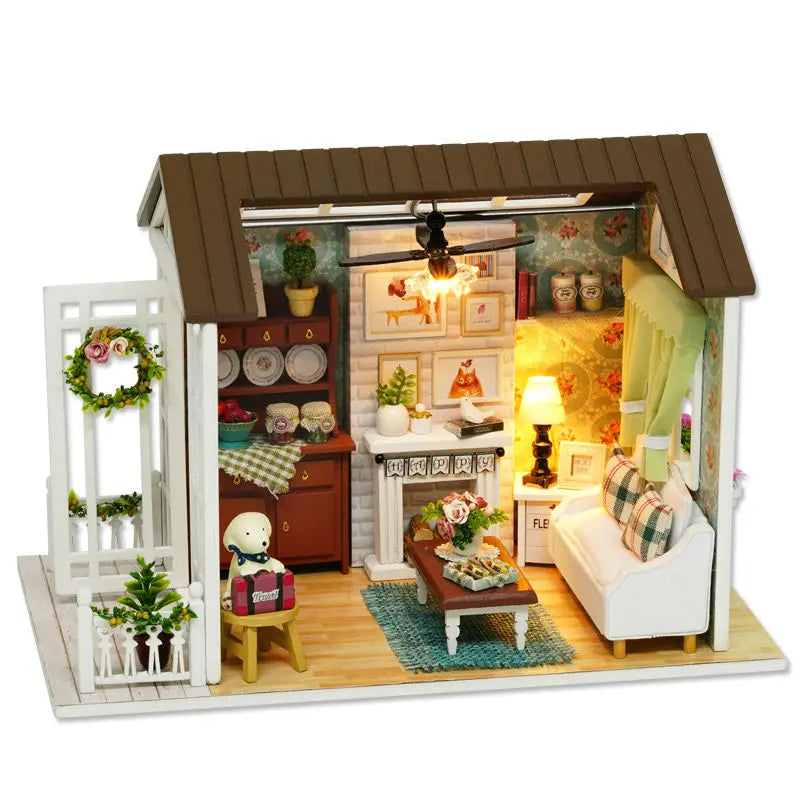 Dollhouse Diy 3D Casa De Boneca Miniature Doll House Model Building Kits Wooden Furniture Toys Birthday Gifts Happy Times Z008 - Eloy Royal