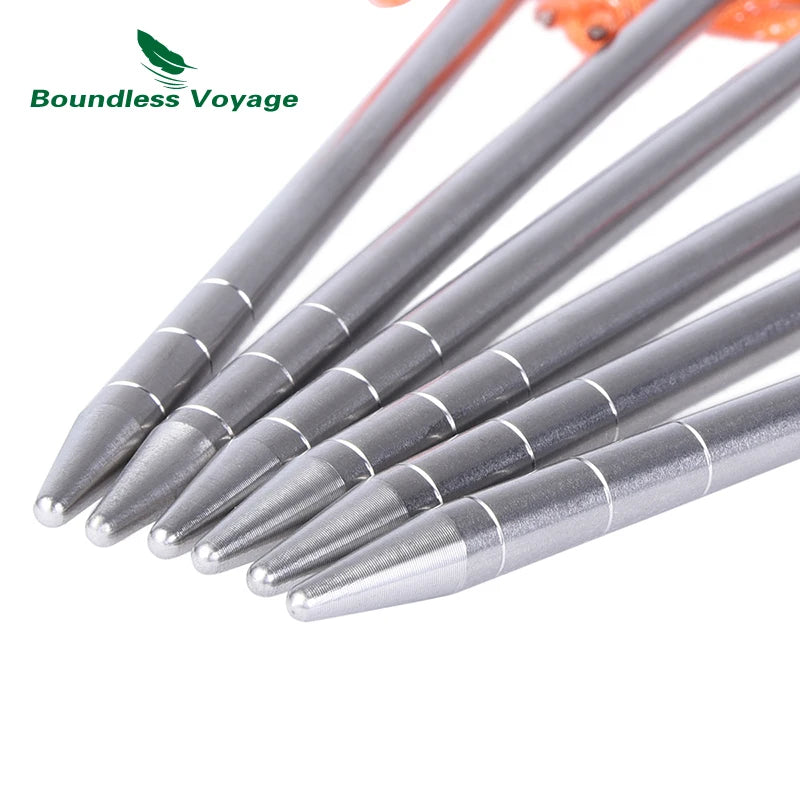 Boundless Voyage Titanium Alloy Tent Pegs Heavy Duty Nails Camping Stakes Hard Ground Pins 20cm 24cm 30cm 35cm 40cm Storage Bag - Eloy Royal