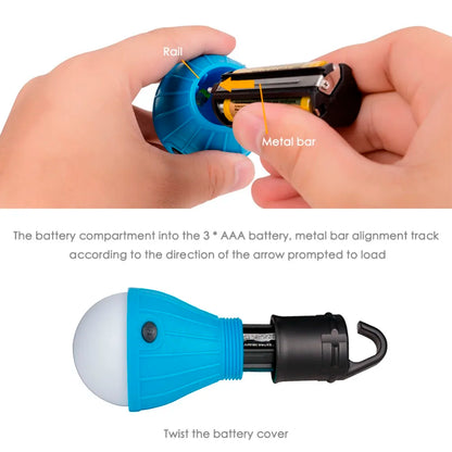 Mini Portable Lighting Lantern Tent Light LED Bulb Emergency Lamp Waterproof Hanging Hook Flashlight Camping Light Use 3*AAA - Eloy Royal