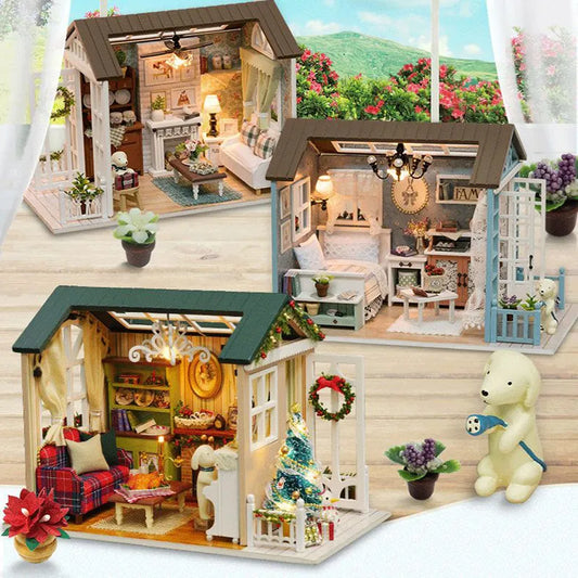 New Year Christmas Gifts Doll House DIY Miniature Dollhouse Toy Furnitures CasaDolls Houses Toys For Childred Birthday GiftsZ007 - Eloy Royal