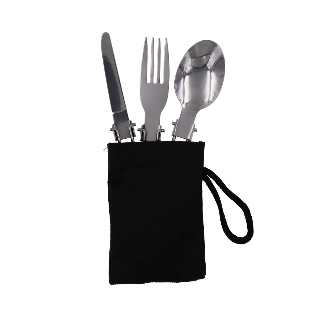 YOUGLE Outdoor Stainless Steel Folded Fork Spoon Knife Picnic Camping  Dinnerware Tableware - Eloy Royal