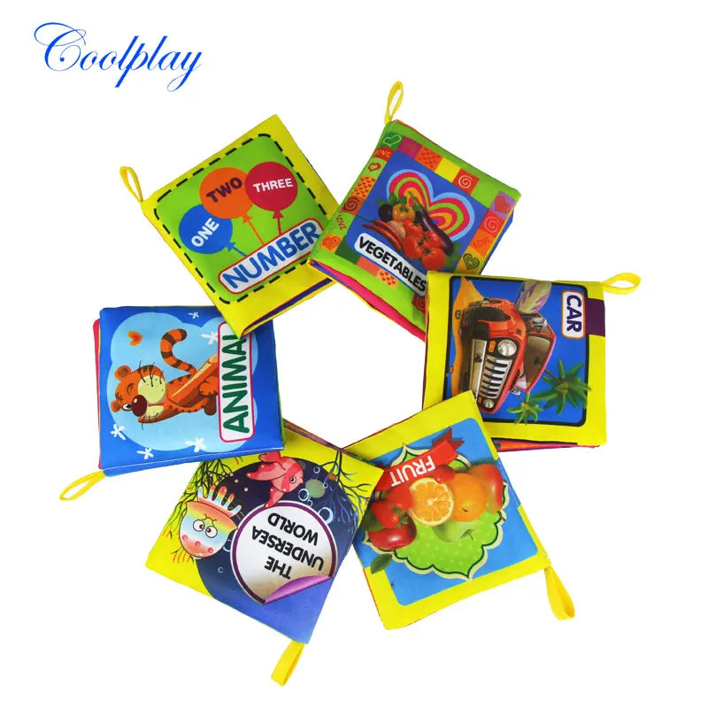 Coolplay Soft Cloth Books Rustle Sound Infant Baby Quiet Books Educational Stroller Rattle Toys for Newborn Baby 0-12 months - Eloy Royal