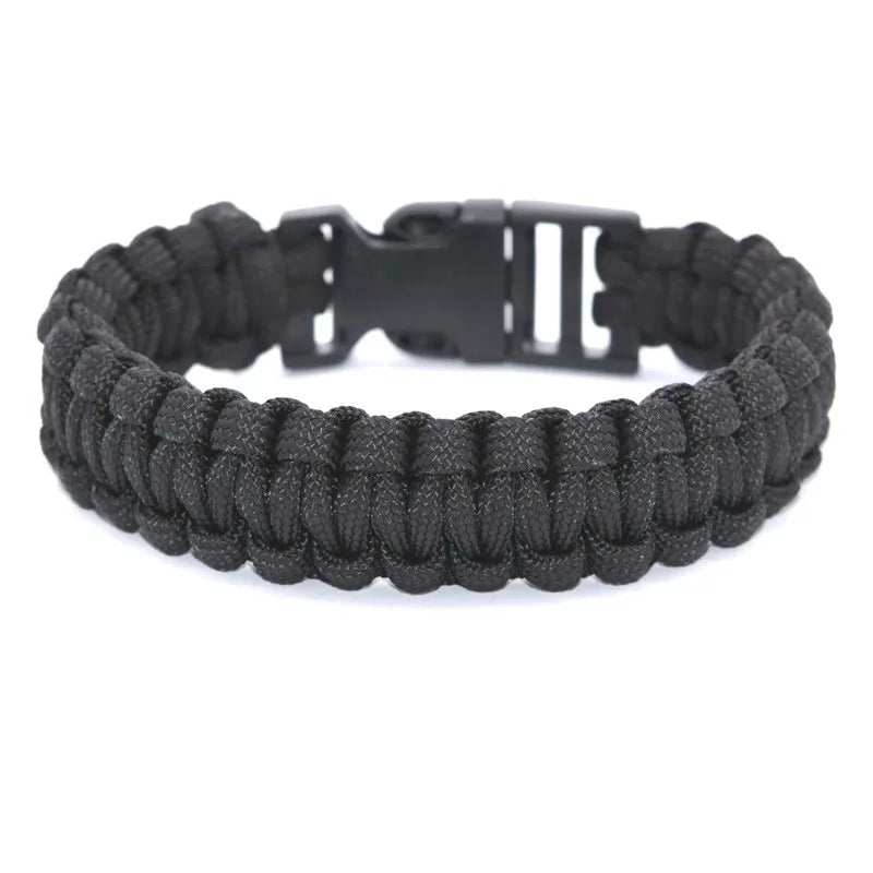 Outdoor Travel Camping Thin Army green Braided Cobra Weave Plastic Buckle Paracord Survival Bracelet - Eloy Royal