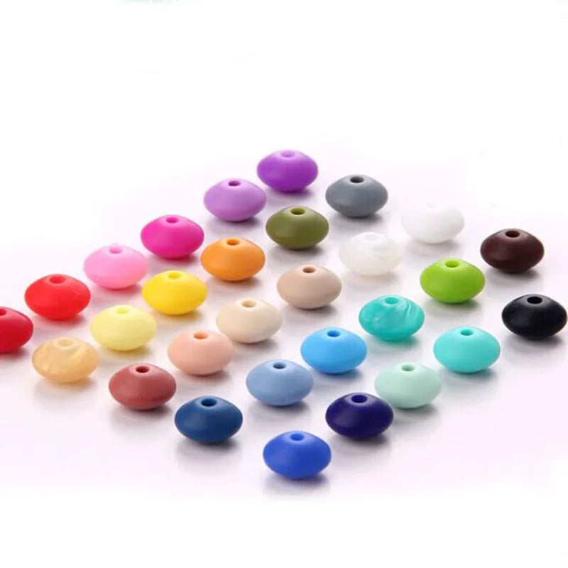 100pcs Teething Silicone Beads Lentil Abacus 12*7mm Bpa Free Tooth Diy Teether Necklace Bead Jewelry Baby Toys Baby Care - Eloy Royal