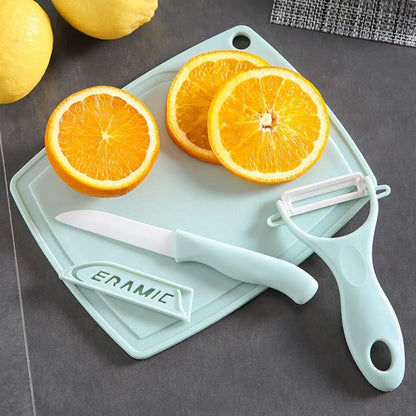 HOOZADA Ceramic Knife Set Fruit Vegetable Peeler Cutting Board Plastic Chopping Blocks Knives Kitchenware Kitchen Gadget - Eloy Royal