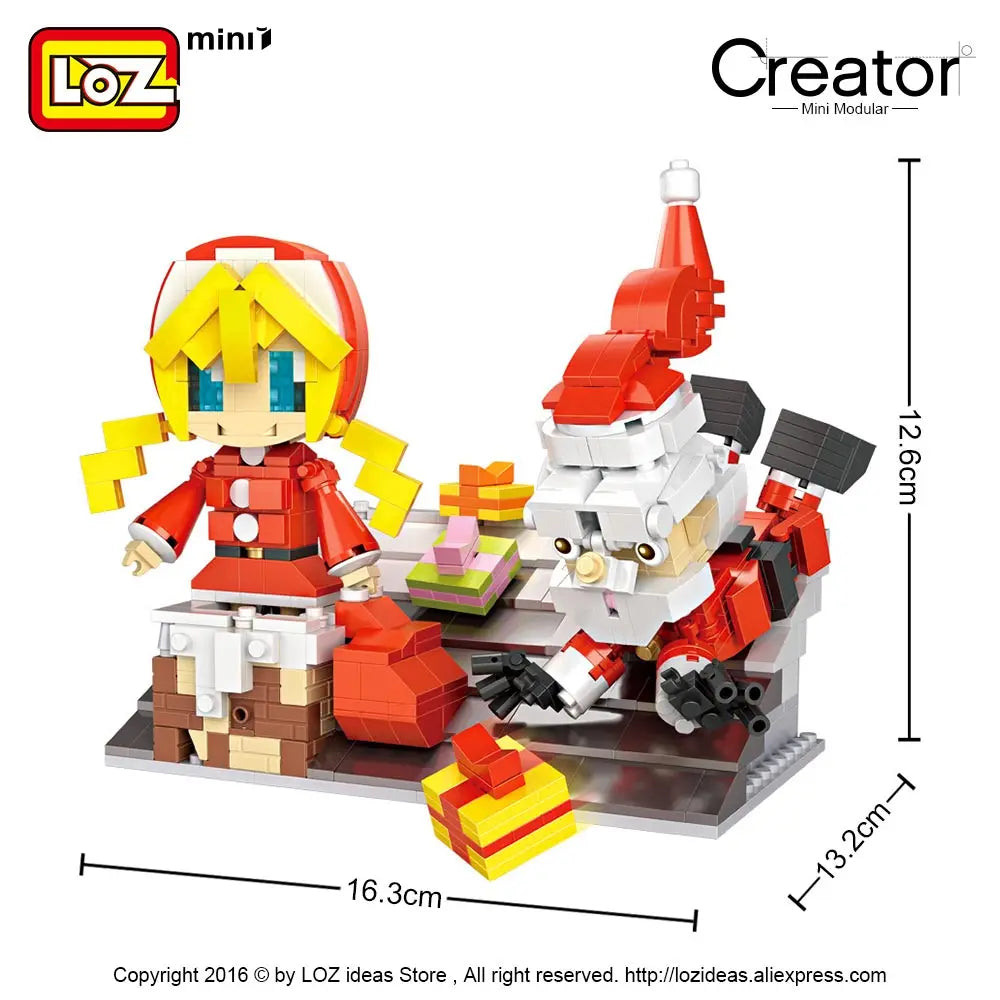 LOZ ideas Mini Block Artwork Rooftop Christmas Theme Santa Claus Gift Little Girl Building Blocks DIY Toys Figurines Dolls 1210 - Eloy Royal