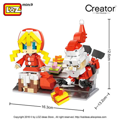 LOZ ideas Mini Block Artwork Rooftop Christmas Theme Santa Claus Gift Little Girl Building Blocks DIY Toys Figurines Dolls 1210 - Eloy Royal