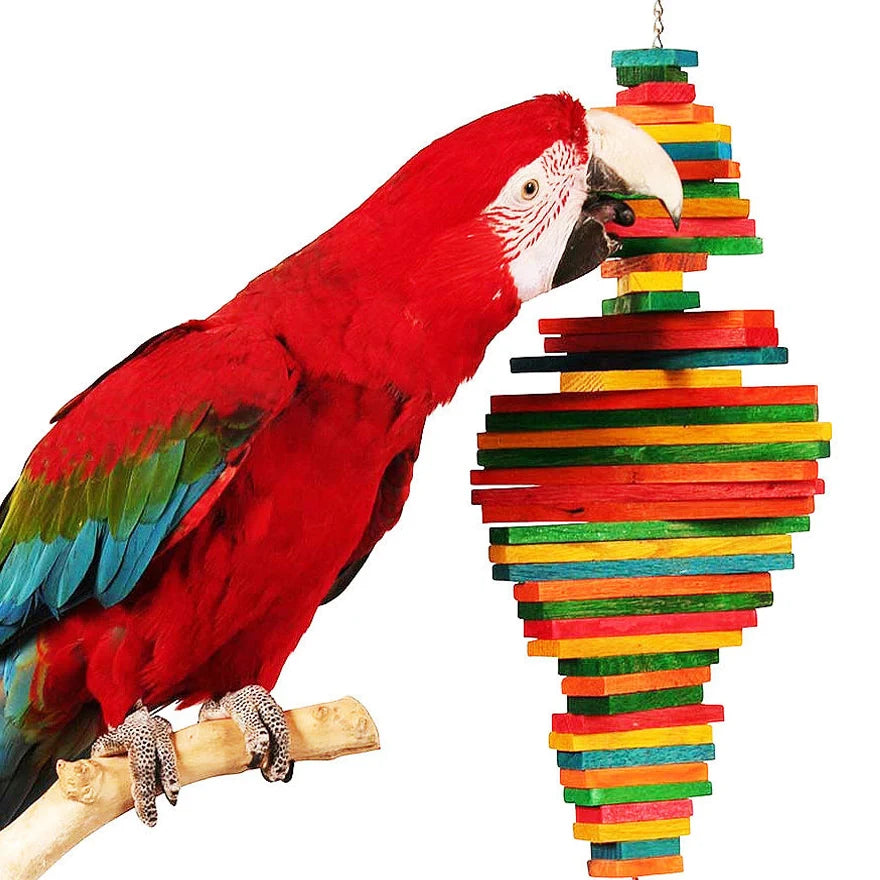 WOOD BIRD TOYS Colorful bird toy for small and medium parrots and big bird chew and swing  012 - Eloy Royal