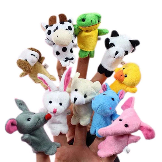 10x Cartoon Biological Animal Finger Puppet Plush Toys Child Baby Favor Dolls