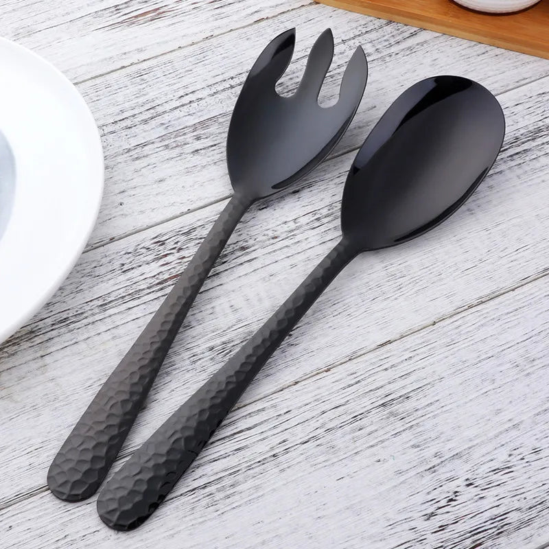 Big Salad Serving Spoon Fork Set Mix Spoons Hot Pot Porridge tool Public Restaurant Serving Kitchenware Using Buffet utensil - Eloy Royal