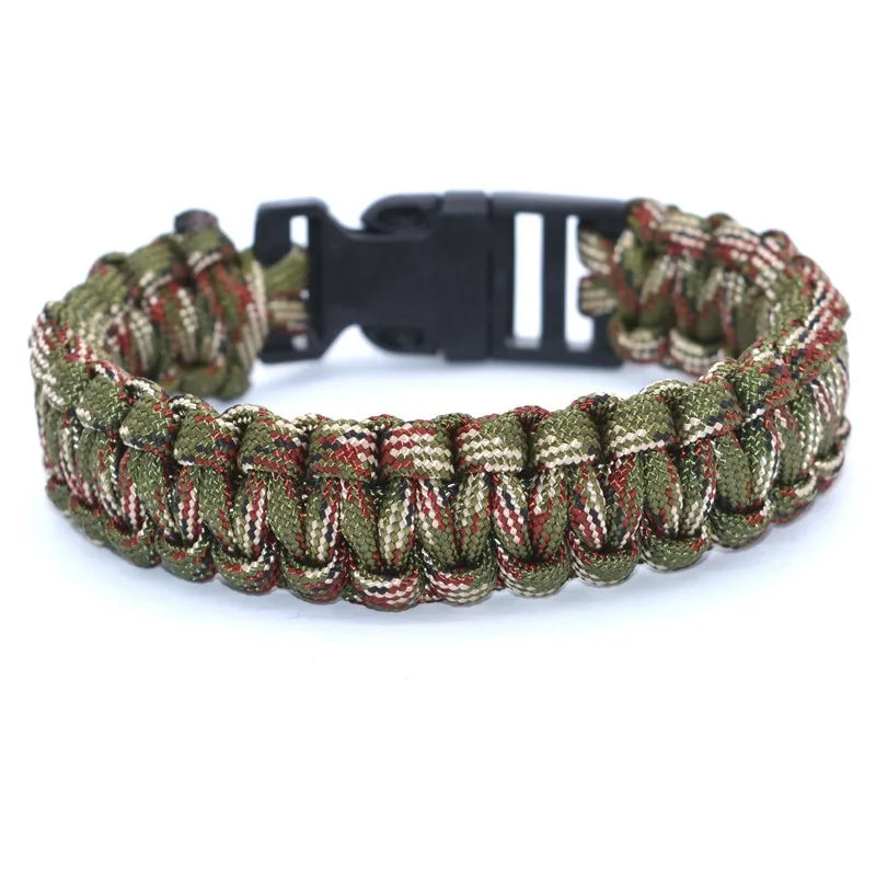 Outdoor Travel Camping Thin Army green Braided Cobra Weave Plastic Buckle Paracord Survival Bracelet - Eloy Royal