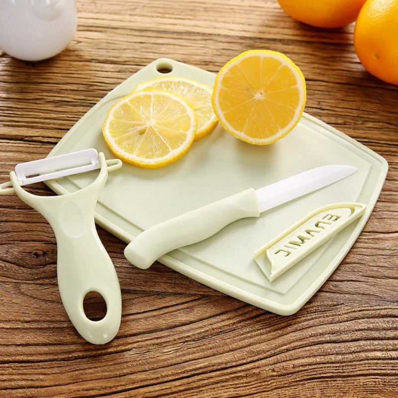 HOOZADA Ceramic Knife Set Fruit Vegetable Peeler Cutting Board Plastic Chopping Blocks Knives Kitchenware Kitchen Gadget - Eloy Royal