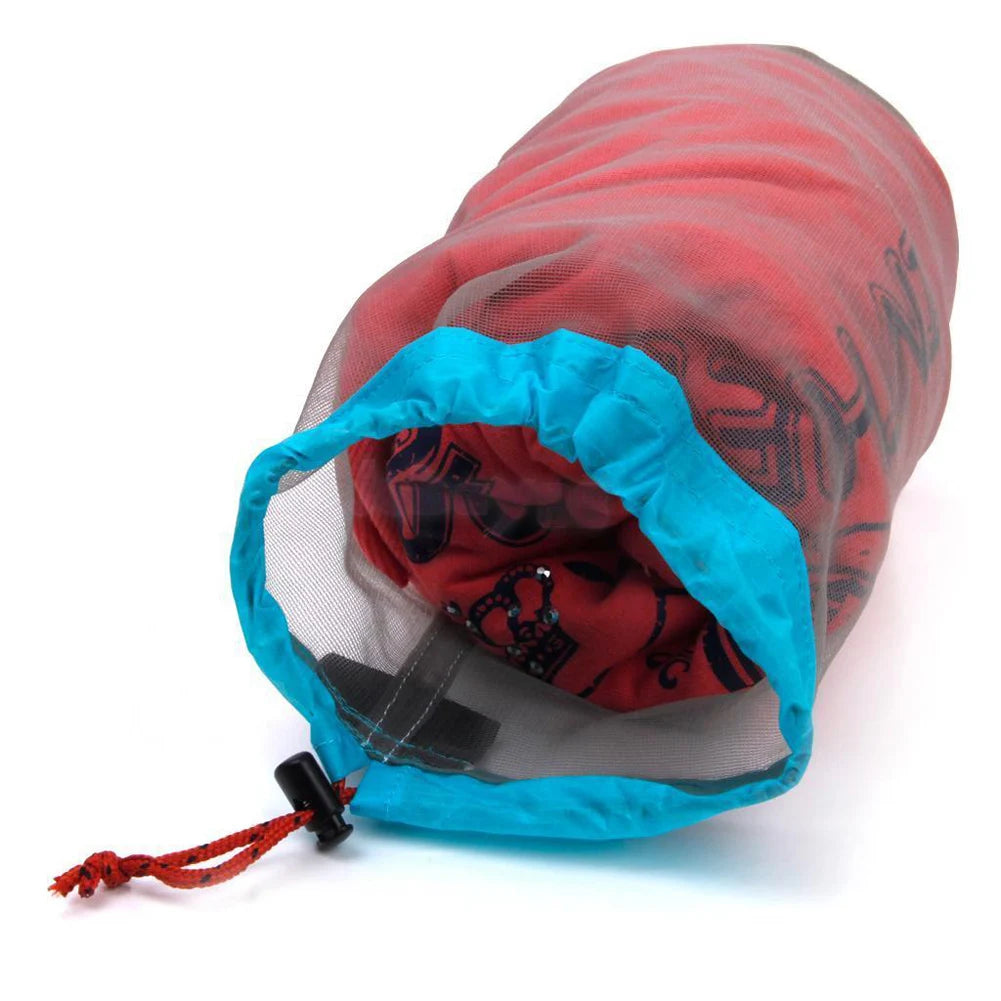 Portable Travel Camping Sports Ultralight Mesh Storage Bag Stuff Sack Drawstring Outdoor Camping Travel Storage Bag Outdoor Tool - Eloy Royal