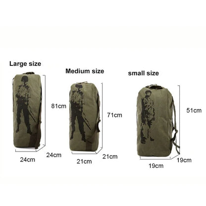 Outdoors Canvas Military Backpack Camping Hiking Rucksack Women Men Bag Bucket Drawstring Travel Rucksack Mochila Army XA1245A - Eloy Royal