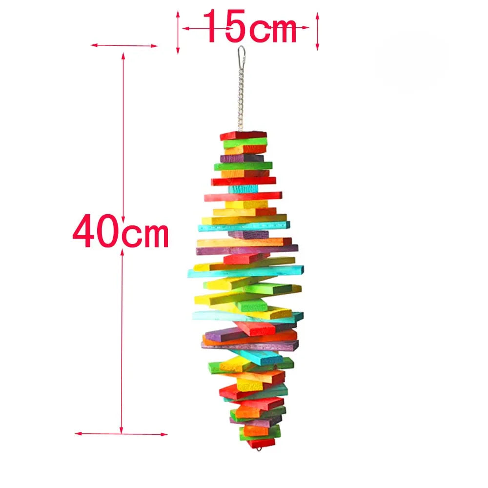 WOOD BIRD TOYS Colorful bird toy for small and medium parrots and big bird chew and swing  012 - Eloy Royal