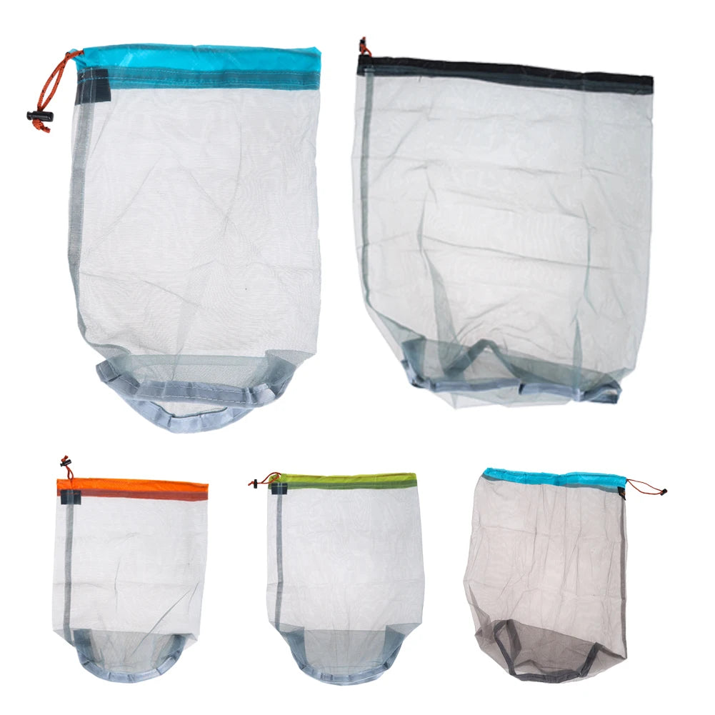 Portable Travel Camping Sports Ultralight Mesh Storage Bag Stuff Sack Drawstring Outdoor Camping Travel Storage Bag Outdoor Tool - Eloy Royal