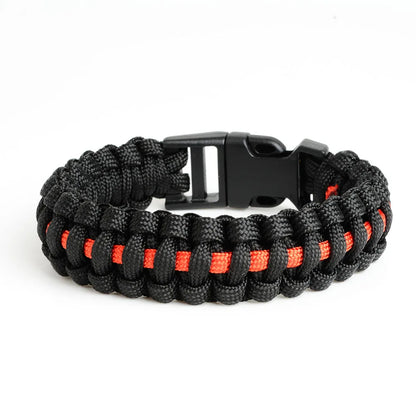 Keisha Lena Outdoor Travel Camping Thin Blue Line Black Braided Cobra Weave Plastic Buckle Paracord Survival Bracelet Police - Eloy Royal