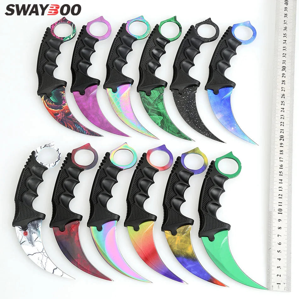 Swayboo Real CSGO Counter Strike Fixed Blade Tactical Camping Knife  Rainbow Lore  Fade Survival Sheath Tiger Tooth Plastic Case - Eloy Royal