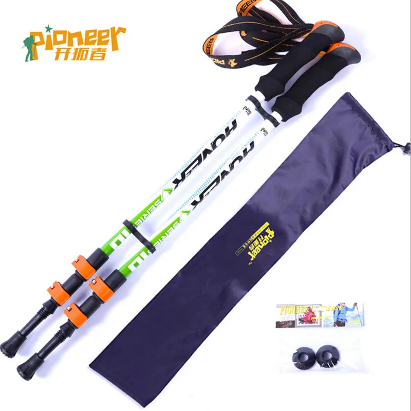 Pioneer Ultra-light Adjustable Camping Hiking Walking Trekking Stick Alpenstock Carbon Fiber Climbing Skiing Trekking Pole 1pc - Eloy Royal