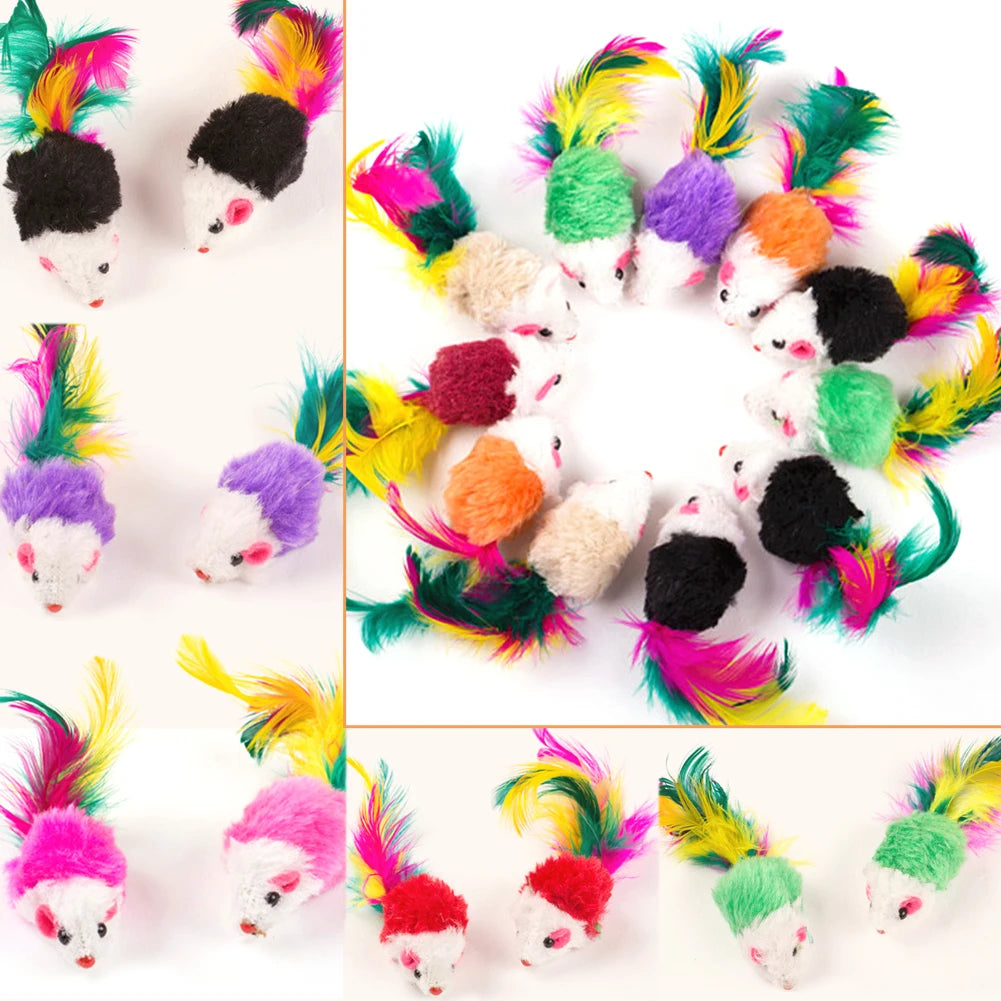 Mini Colorful Cat Toys Plush False Mouse Toys for Cats Kitten Animal Funny Playing Pet Cat Products Cat Supplies Training Toys - Eloy Royal