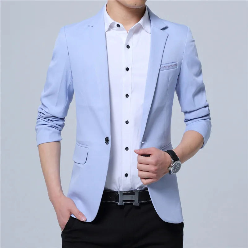 2023 New Fashion Spring  Autumn Casual Men Blazer Cotton Slim England Suit Blaser Masculino Male Jacket Blazer Men Size M-5XL