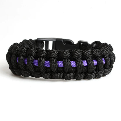 Keisha Lena Outdoor Travel Camping Thin Blue Line Black Braided Cobra Weave Plastic Buckle Paracord Survival Bracelet Police - Eloy Royal