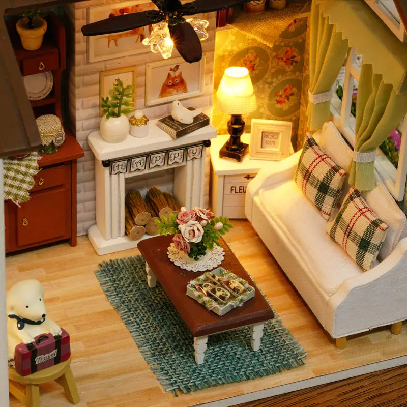 Dollhouse Diy 3D Casa De Boneca Miniature Doll House Model Building Kits Wooden Furniture Toys Birthday Gifts Happy Times Z008 - Eloy Royal