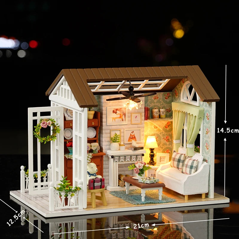 Dollhouse Diy 3D Casa De Boneca Miniature Doll House Model Building Kits Wooden Furniture Toys Birthday Gifts Happy Times Z008 - Eloy Royal