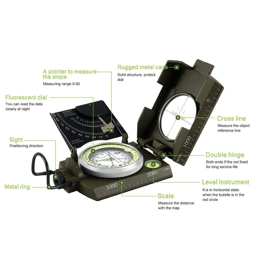 Mulitifunctional Eyeskey Survival Military Compass Camping Hiking Compass Geological Compass Digital Compass Camping Equipment - Eloy Royal