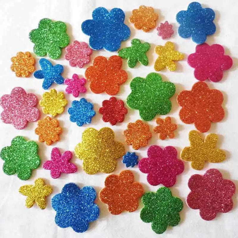 1bag/LOT.Mixed glitter heart foam stickers Baby room decoration Early learning educational toys Kindergarten craft diy toys OEM