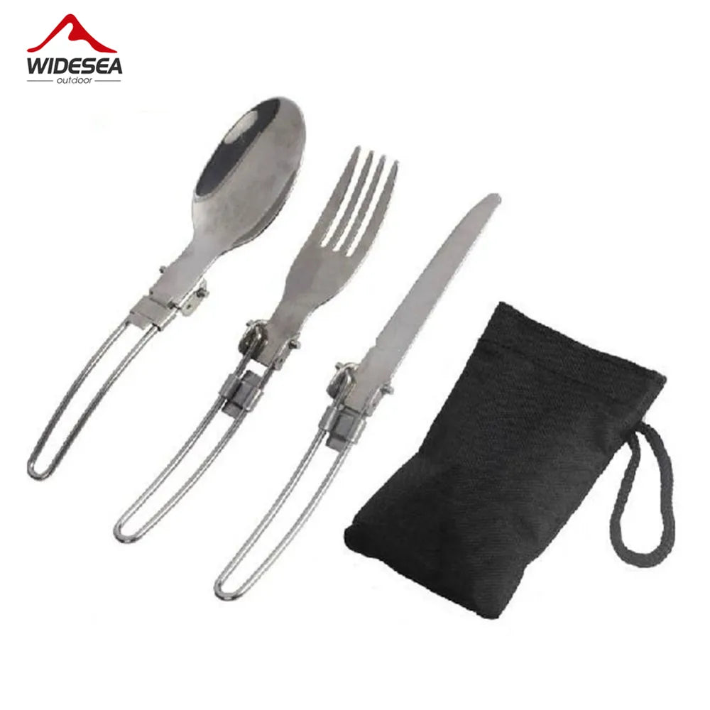 3 pcs 1 set Portable Outdoor Camping Travel Picnic Foldable Stainless Steel Cutlery Set Spoon Fork Knife tableware Free Shipping - Eloy Royal