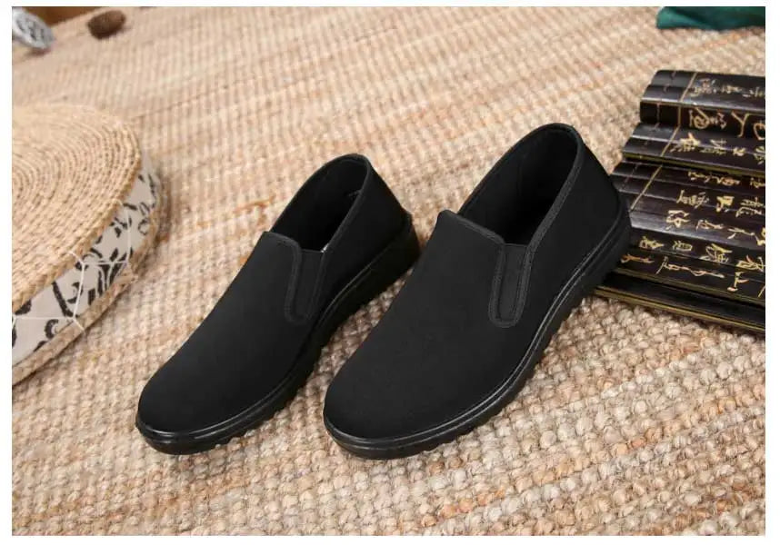 Spring Black Cotton Cloth Shoes Loafers Mens Footwear Casual Sneaker Dad Shoes Mens Slip On Shoes Work Light Male Kung Fu Shoes - Eloy Royal