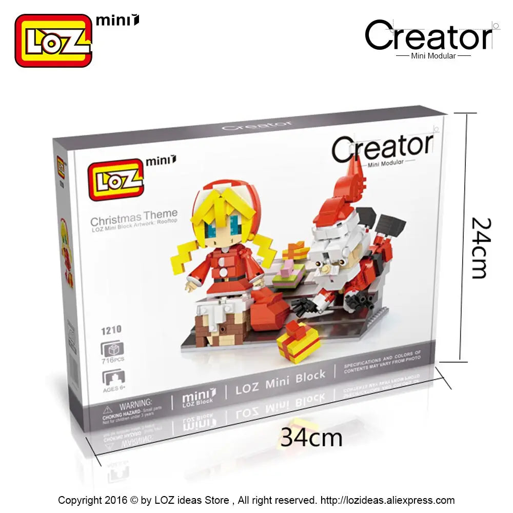 LOZ ideas Mini Block Artwork Rooftop Christmas Theme Santa Claus Gift Little Girl Building Blocks DIY Toys Figurines Dolls 1210 - Eloy Royal